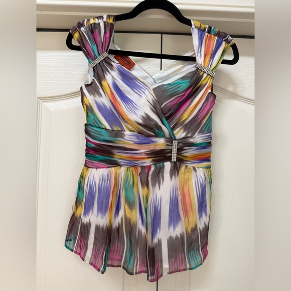 Missoni Tops - MISSONI | Rhinestone Embellished Multicolour Silk Blouse AS IS